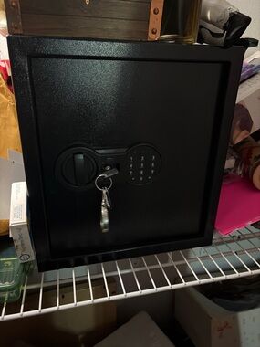 Black Electronic Keypad Home Safe with Key Override